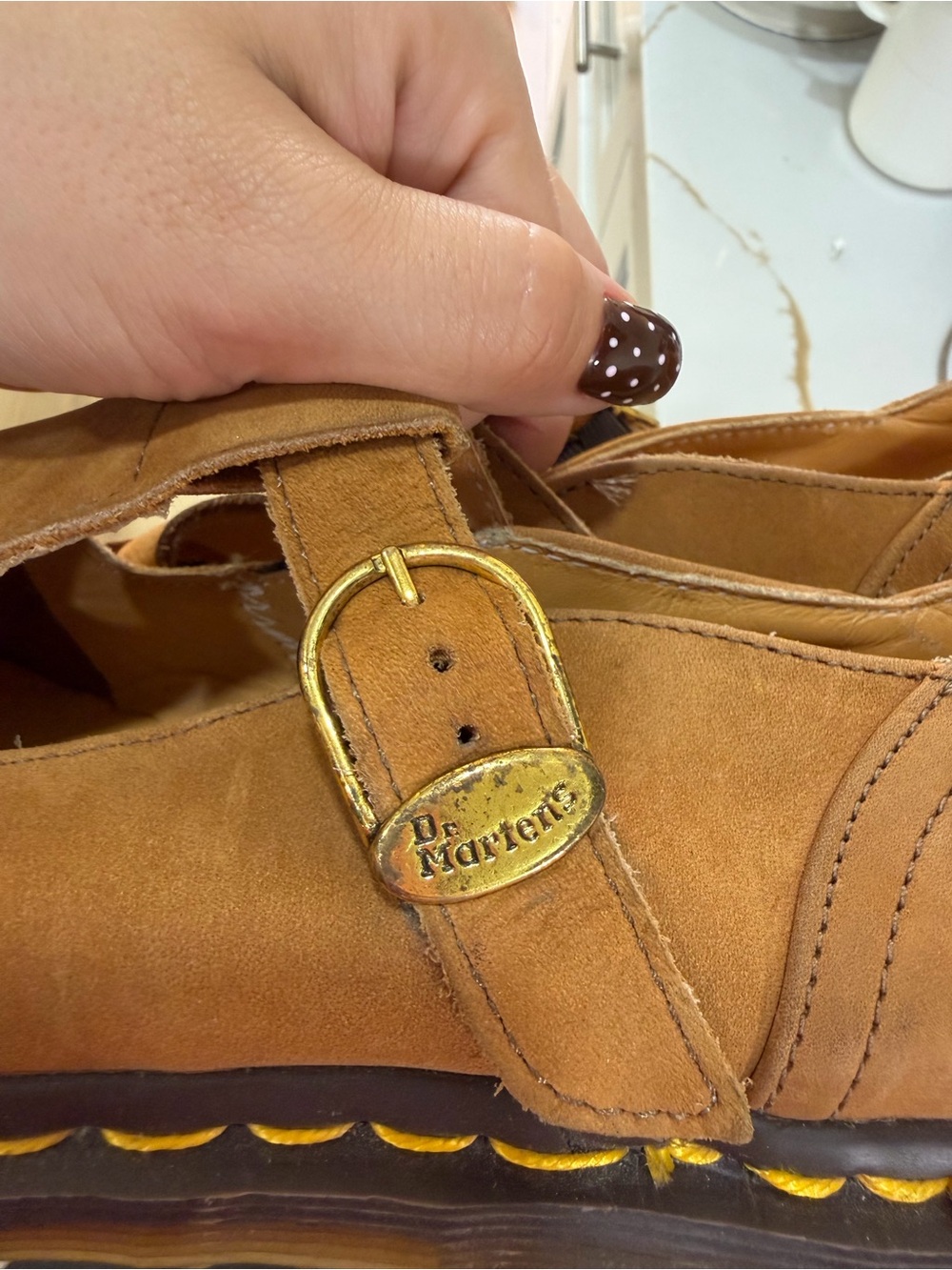Women’s Vintage Tan Suede Mary Jane T-Strap Flats - Picture 10 of 11
